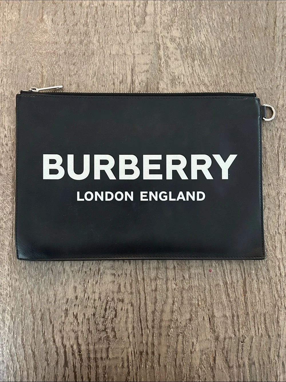 Burberry Black Leather London England Logo Pouch
